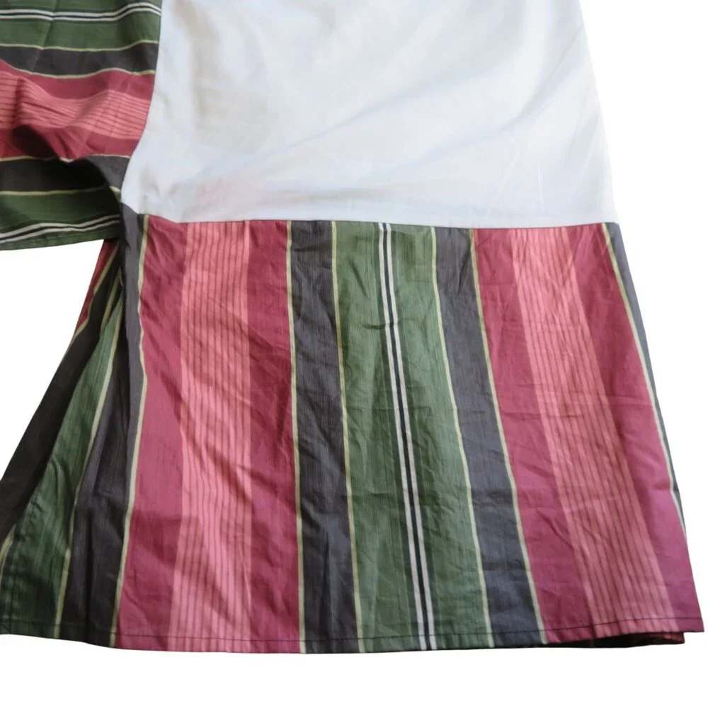 Vintage Y2K Waverly Queen Bed skirt Pink Green Brown Stripes 14.5 in Drop